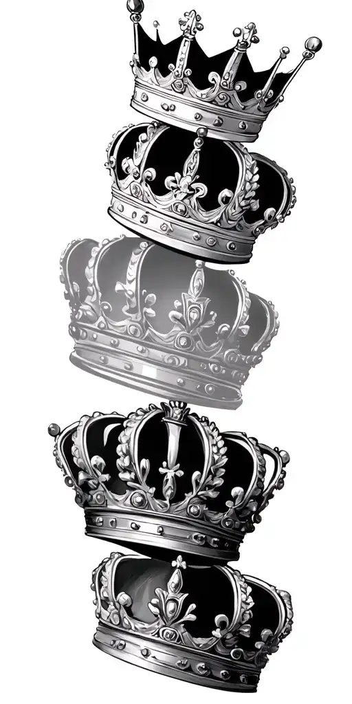  king crown up top then a queen crown then a prince crown then another prince crown then a princess crown  tattoo design idea