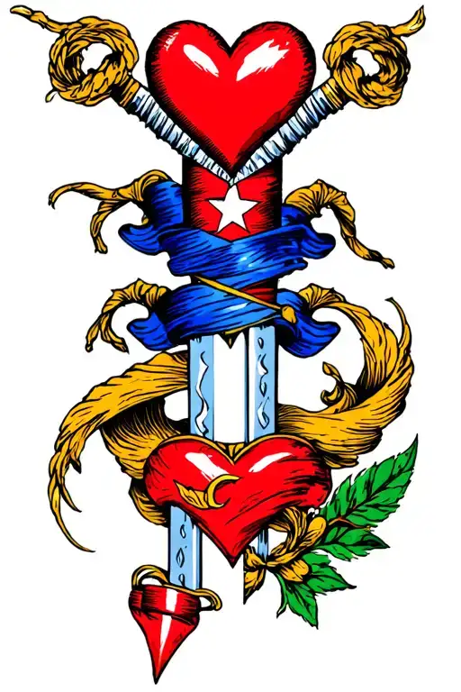 dagger and heart tattoo design idea