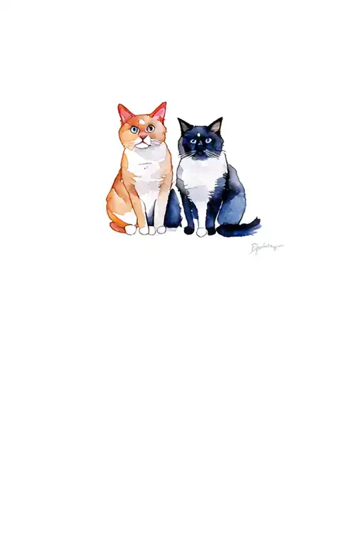 toxido cat and himalayan cat sitting tattoo design idea