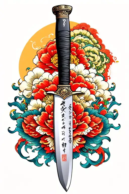 Japanese knife tattoo design idea