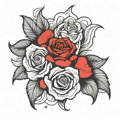 black and white rose on hand tattoo design idea