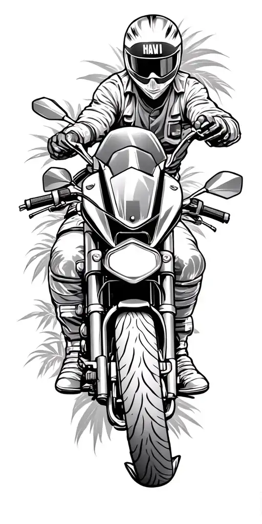combat competition, hawaii inspired, sportsbike tattoo design idea