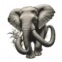 medium sized elephant with a small/ medium sized snake tattoo design idea