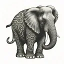 medium sized elephant with a small/ medium sized snake tattoo design idea