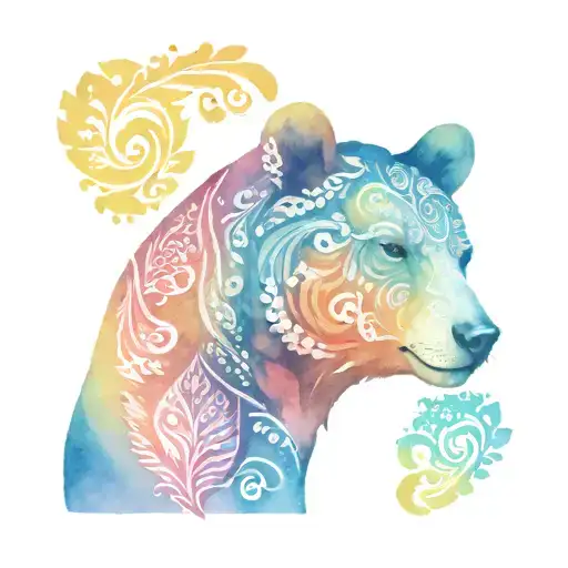 paisley bear head tattoo design idea