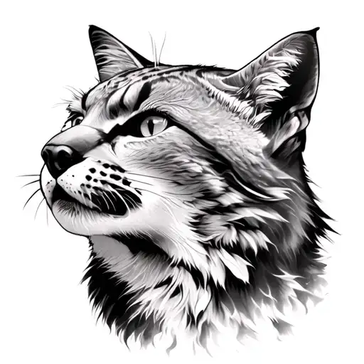 lynx face tattoo looking up at the sky tattoo design idea