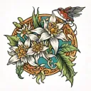 Mountains Edelweiss tattoo design idea