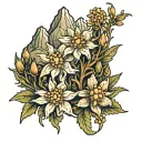 Mountains Edelweiss tattoo design idea