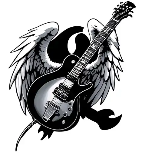 Guitar With Angel Wings tattoo design idea