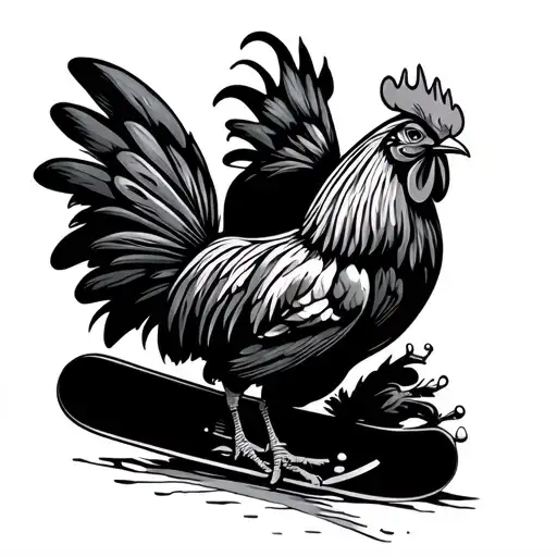 rooster Snowboarding tattoo design idea
