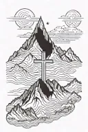 cross on a mountain peak tattoo design idea