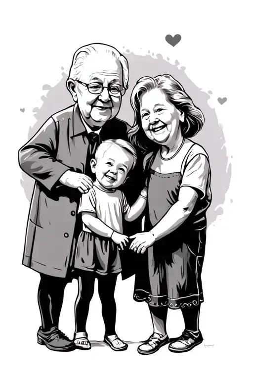 grandparents and grandchildren tattoo design idea