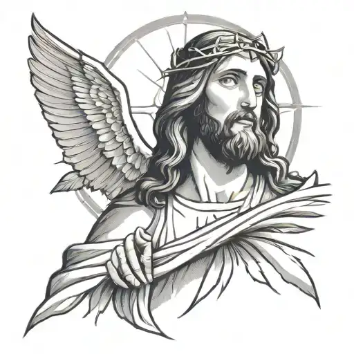 jesus christ with the saying ave christus rex  tattoo design idea