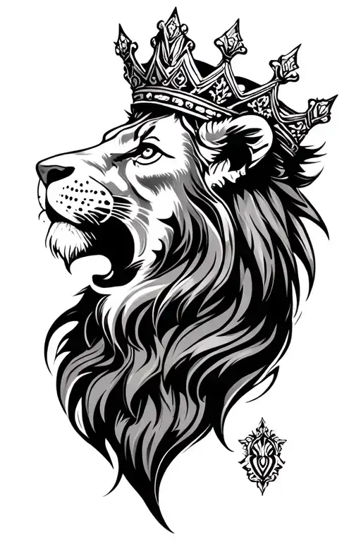 Crowned Lion Face Tattoo tattoo design idea