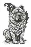 aesthetic smooth coat chow chow sitting facing forward tattoo design idea