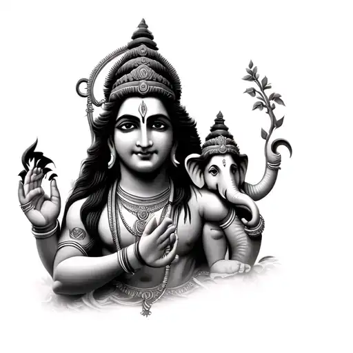 Lord Shiva with Lord Ganesha tattoo tattoo design idea