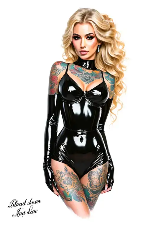Blonde mistress in Latex tattoo design idea