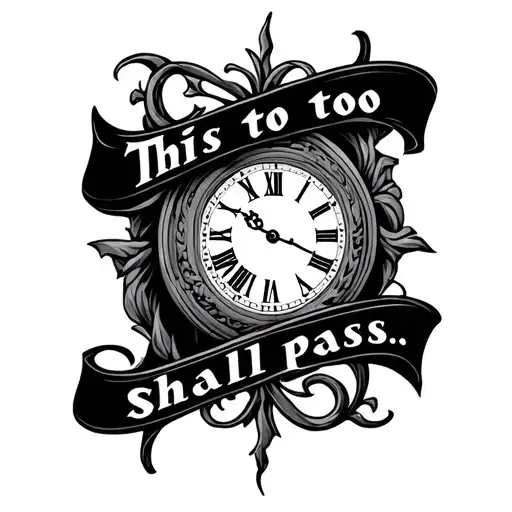 "This too shall pass…" "This too shall pass…" roman clock surrounded tattoo design idea