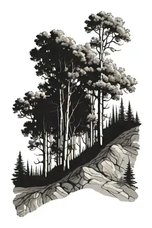 aspen trees hiking trail tattoo design idea