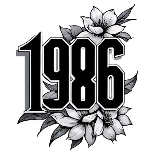 number 1986 tattoo design idea
