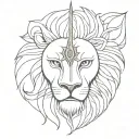 A split design where one half is a lion’s face and the other is goddess Kali’s face  tattoo design idea