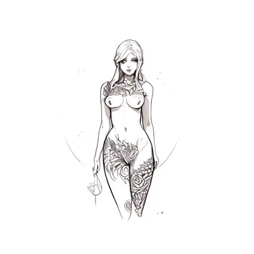 waifu desnuda tattoo design idea