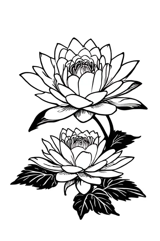 water lily and rose tattoo design idea