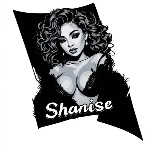 "Shanise" body of a woman slight chubby outline only tattoo design idea