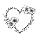 heart shaped daisy wreath tattoo design idea