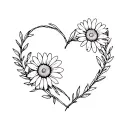 heart shaped daisy wreath tattoo design idea