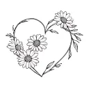 heart shaped daisy wreath tattoo design idea