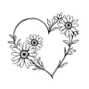 heart shaped daisy wreath tattoo design idea