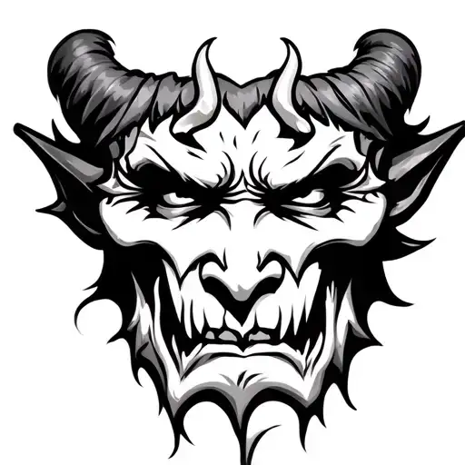 devil face tattoo design idea