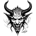 devil face tattoo design idea