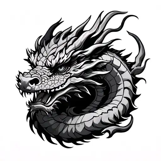 dragon around elbow american tradicional style tattoo design idea