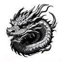 dragon around elbow american tradicional style tattoo design idea