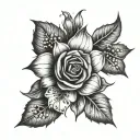 violet and primrose and Lily of the Valley and Hawthorn Flower and rose and honeysuckle tattoo design idea