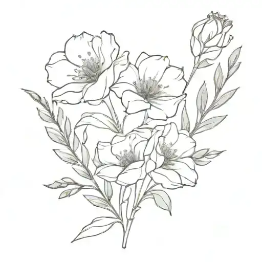 simplistic birth flower bouquet using March August, September and December flowers tattoo design idea