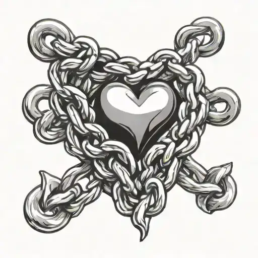 chain heart in marine or anchor chain link tattoo design idea