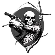 skeleton hunter aiming a bow tattoo design idea