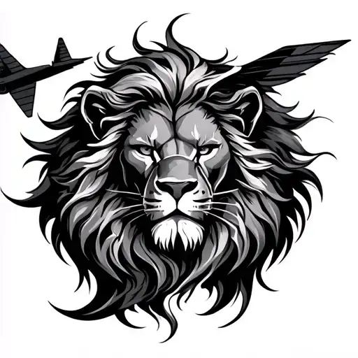 lion spartan god ocean plane tattoo design idea