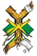 Jamaican flag in a Christian Cross tattoo tattoo design idea