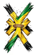 Jamaican flag in a Christian Cross tattoo tattoo design idea