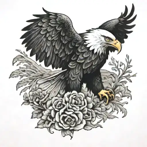 eagle and coral tattoo design idea