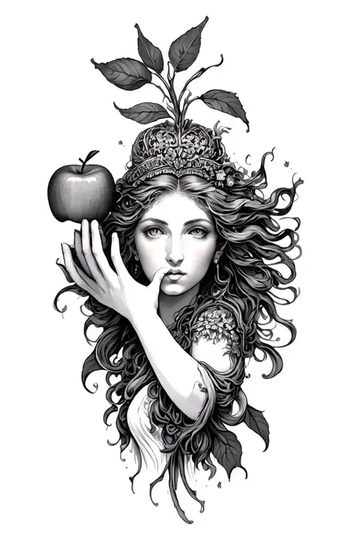 Goddess Eris throwing the apple tattoo design idea