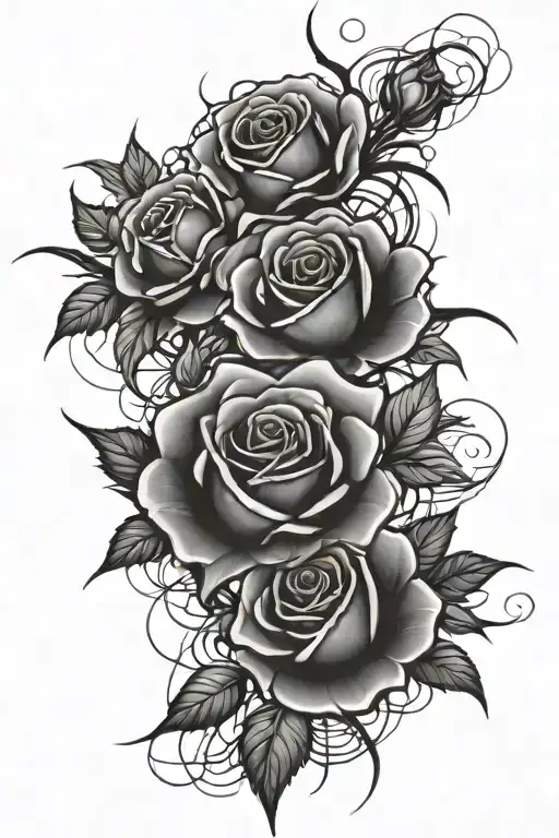 spiders and wilting roses tattoo design idea
