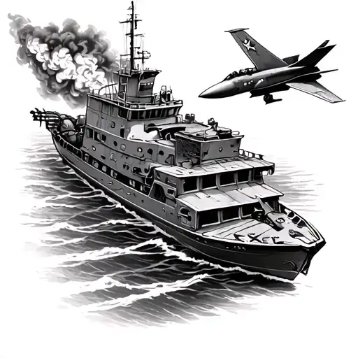 I want the words burn the boats and right on top a burning boat.  I want a fighter jet plane on top of shoulder tattoo design idea