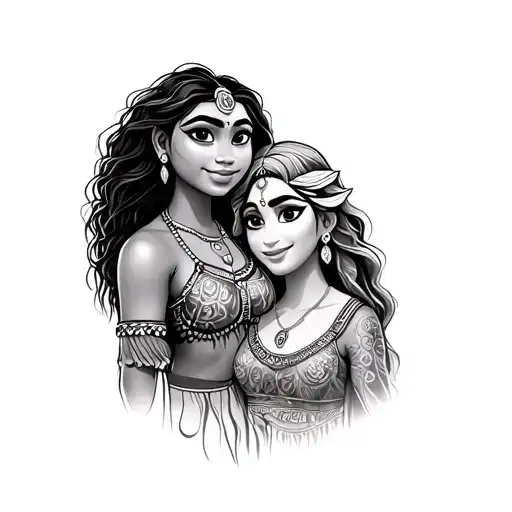 Moana her sister and the grandma tattoo design idea