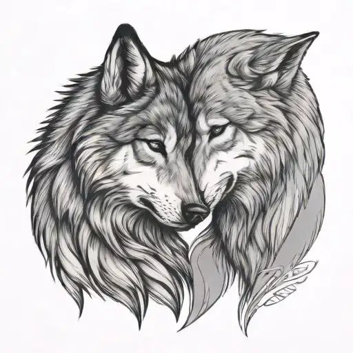 gay couple kissing wolf tattoo design idea
