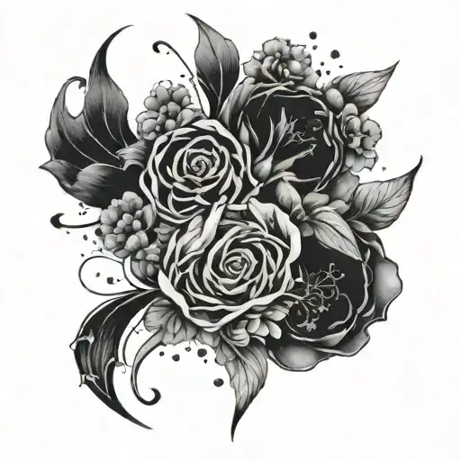 Gemini Zodiac constellation with Pisces flower incorporated tattoo design idea